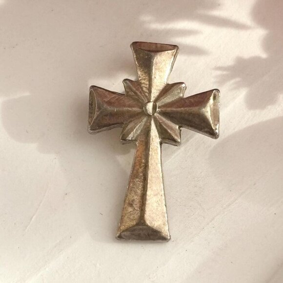 Jewelry - Brutalist Style Cross Sterling Silver 925 Vintage Statement Pendant | Charm
